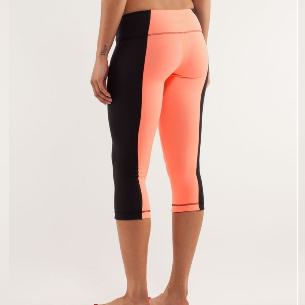 Lululemon Wunder Under Crop *Bonded Stripe Black / Pop Orange / Black